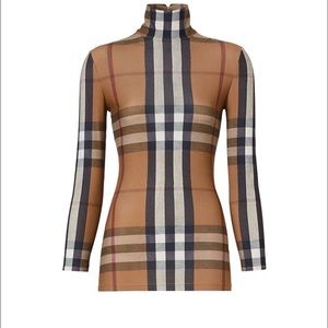 BURBERRY XXL, DARK BIRCH BROWN, Mock T Neck, Zippered Back, LS, New